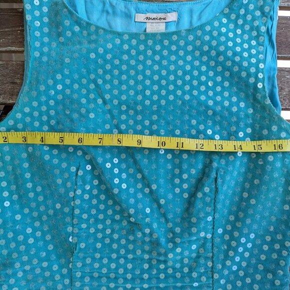 💜✨Vintage Maxou Turquoise Sequin Dress - Size 8 - Picture 7 of 13